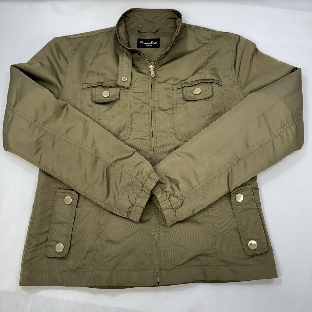 Massimo Dutti Women's Medium Bomber Jacket Lightweight Military‎ Minimalist Chic - Picture 5 of 16